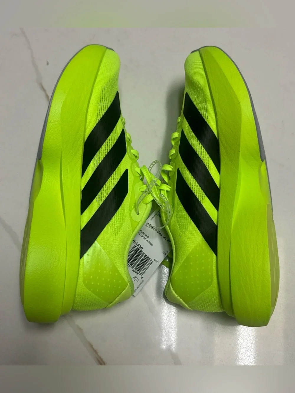 New Adidas Adizero Evo SL Running Shoes Lucid Lemon Black Womens Size 5.5 JR5839
